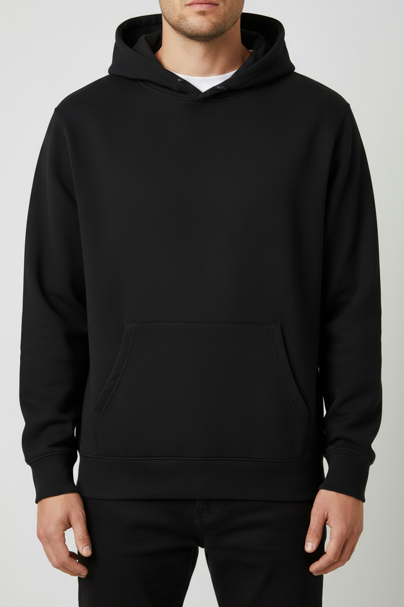 The Classic Hoodie - Black (No Strings)