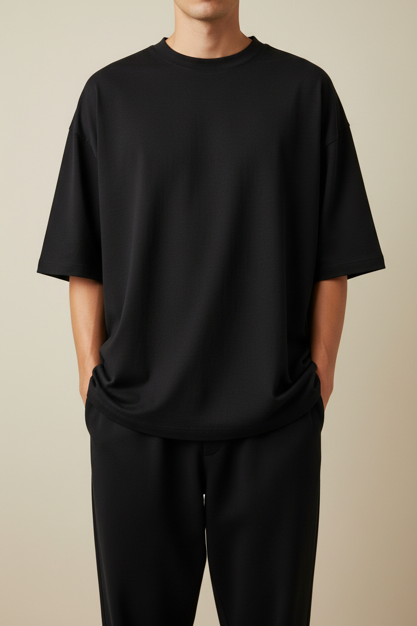 The French Terry Oversized Tee - Black
